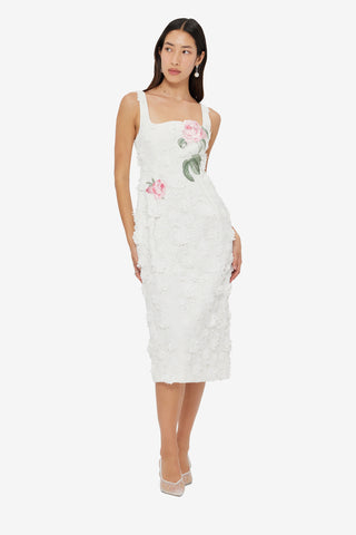 Larissa Embroidered Lace Midi Dress - Snow