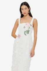 Larissa Embroidered Lace Midi Dress - Snow Dress Midi