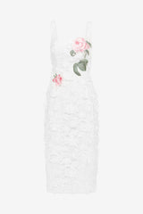Larissa Embroidered Lace Midi Dress - Snow Dress Midi