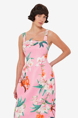 Larissa Midi Dress - Lavish Print in Pink Dress Midi
