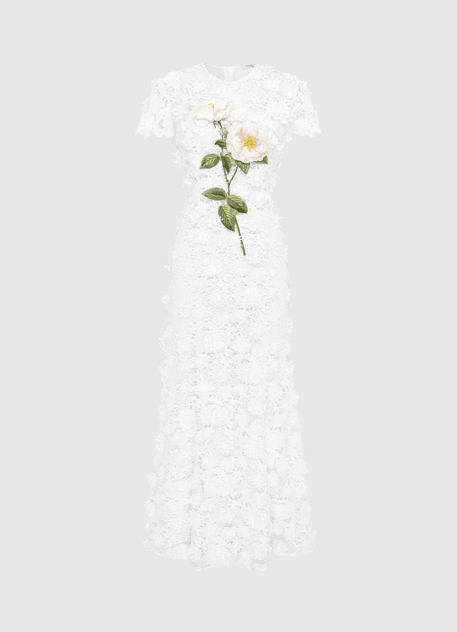 Exclusive LEO LIN Monique Embroidered Lace Maxi Dress - Snow
