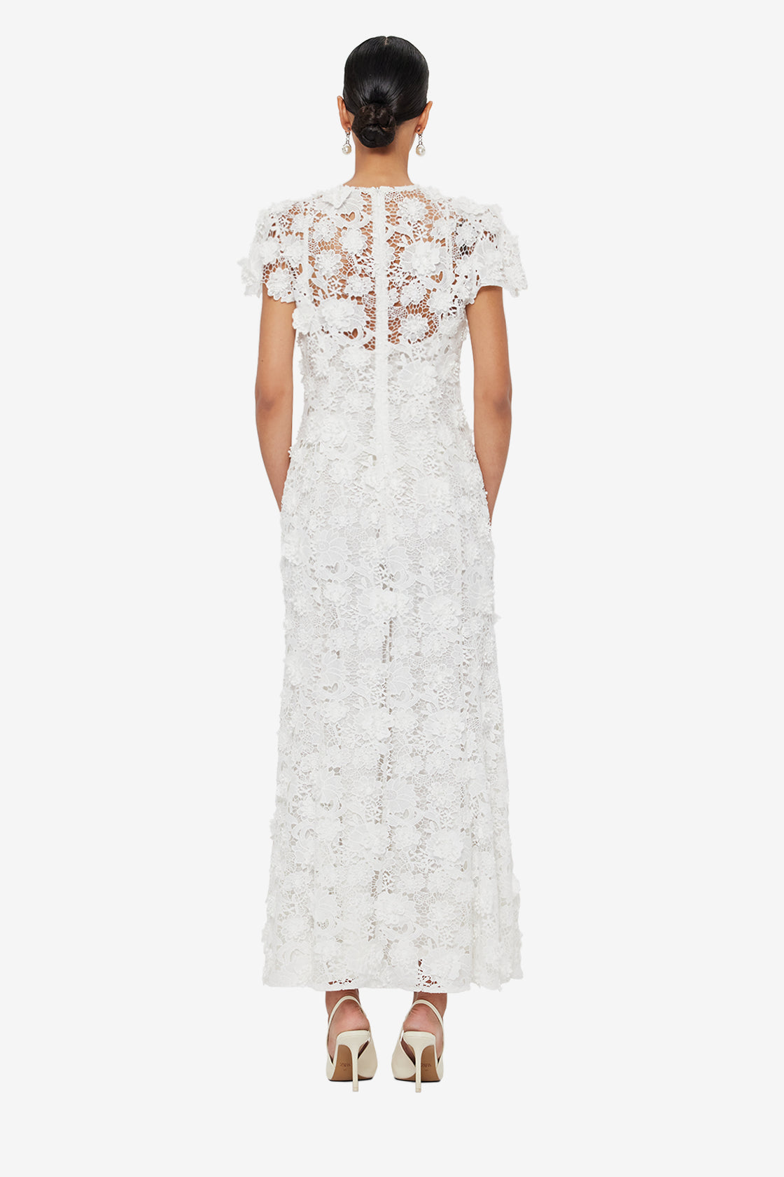Monique Embroidered Lace Maxi Dress - Snow