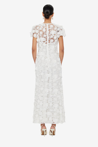 Monique Embroidered Lace Maxi Dress - Snow