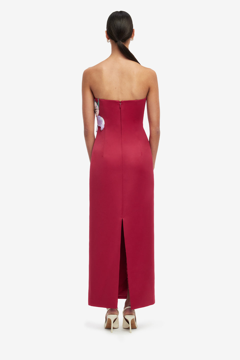 Rayna Appliqué Floral Maxi Dress - Lily Print in Oxblood