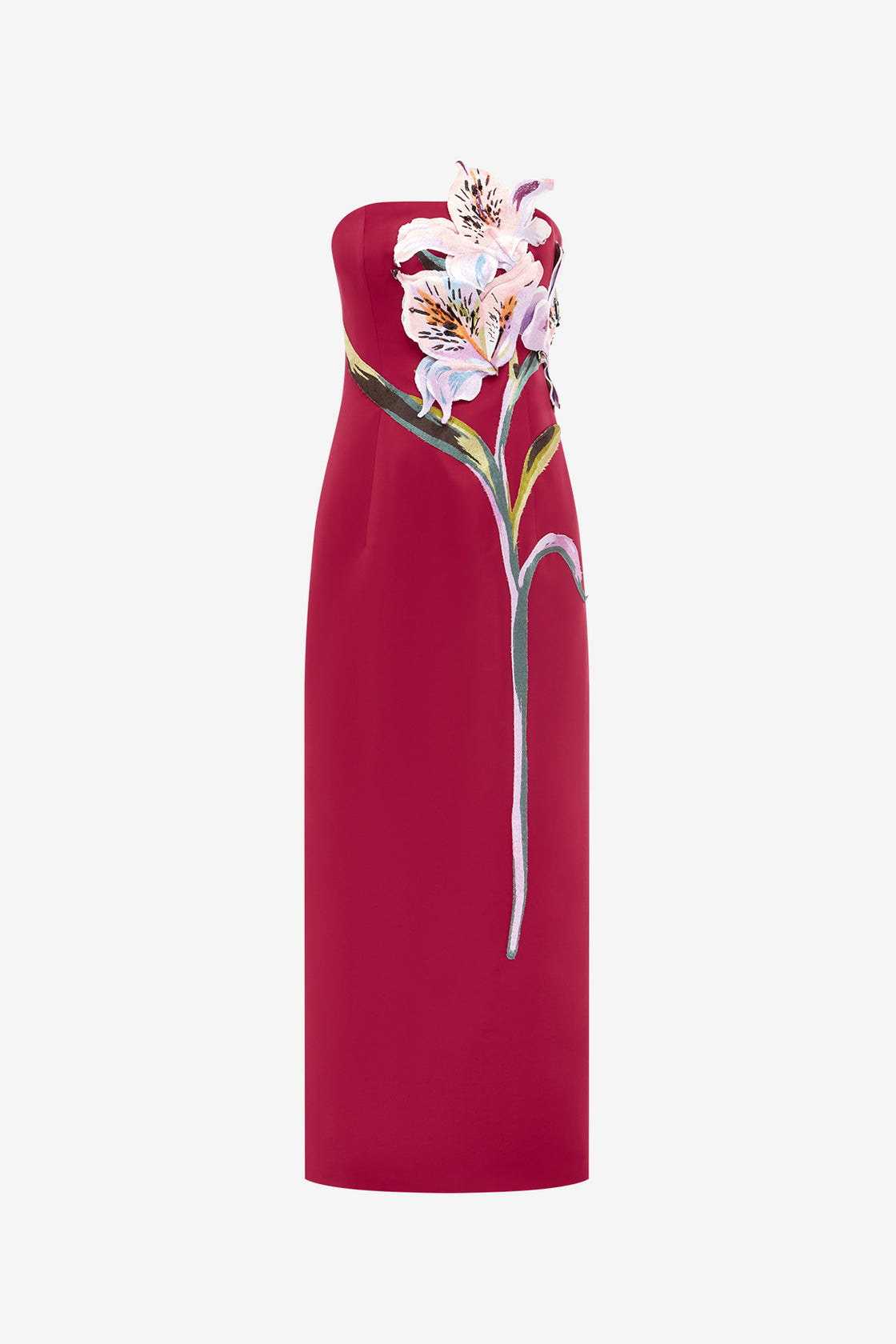 Exclusive LEO LIN Rayna Appliqué Floral Maxi Dress - Lily Print in Oxblood