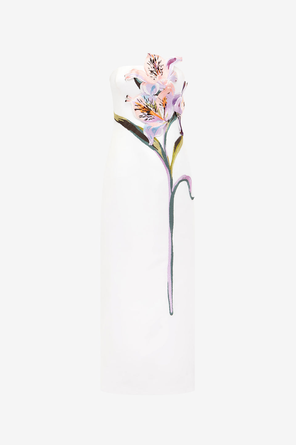 Exclusive LEO LIN Rayna Appliqué Floral Maxi Dress - Lily Print in Snow