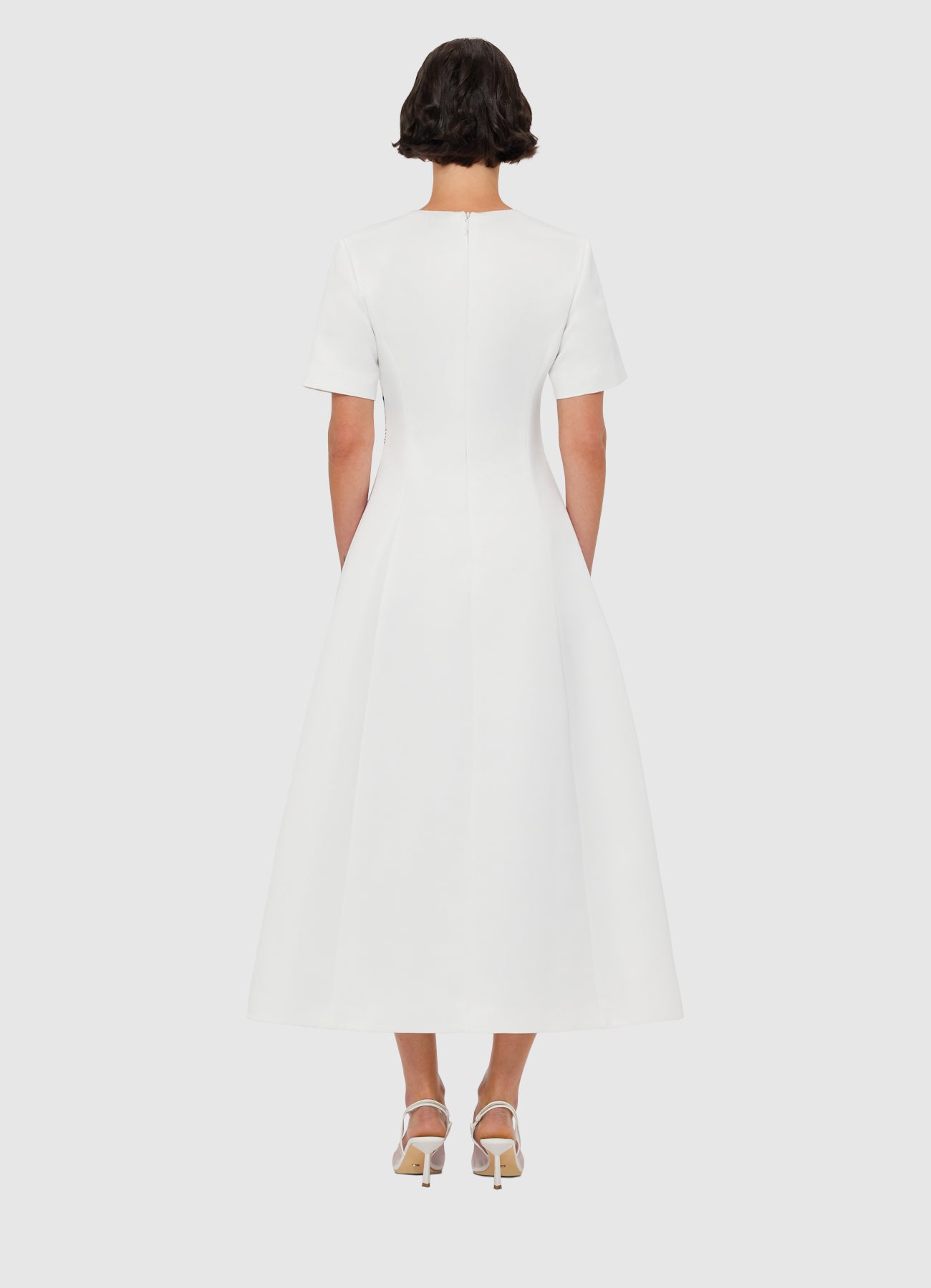 Caroline Short Sleeve Midi Dress - Lily Print in Snow – LEO LIN