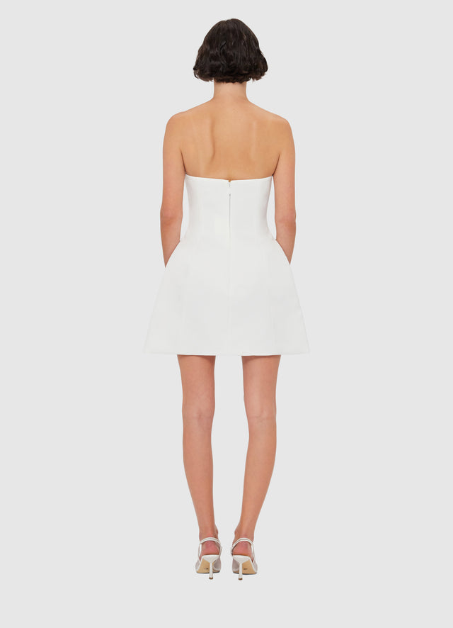 Exclusive LEO LIN Rosario Applique Floral Bustier Mini Dress - Lily Print in Snow