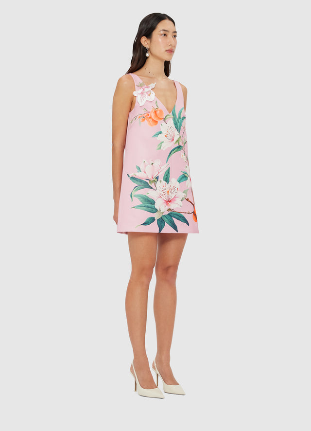 Exclusive LEO LIN Kaelyn V Neck Mini Dress - Lavish Print in Pink