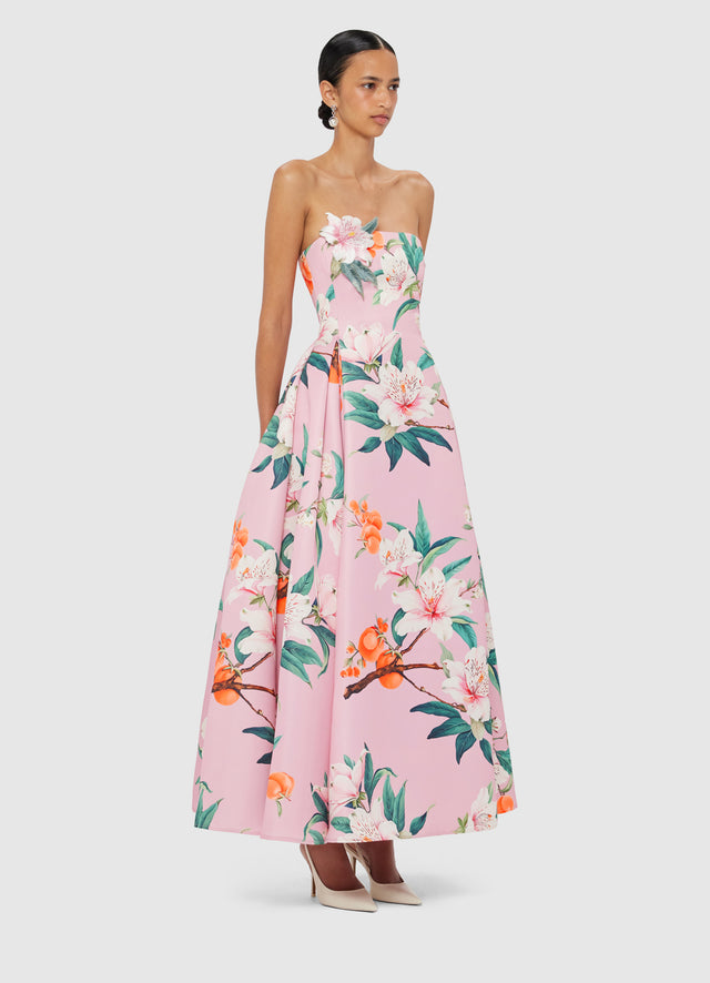 Exclusive LEO LIN Nora Bustier Maxi Dress - Lavish Print in Pink