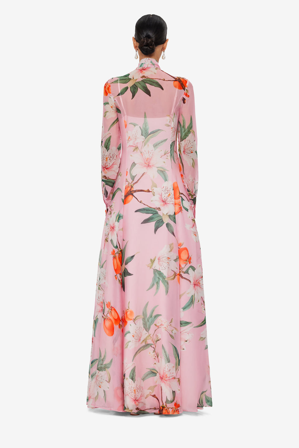 Lilith Tie Neck Maxi Dress - Lavish Print in Pink