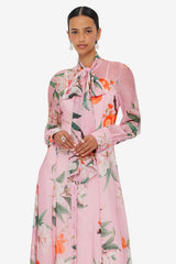 Lilith Tie Neck Maxi Dress - Lavish Print in Pink Dress Maxi