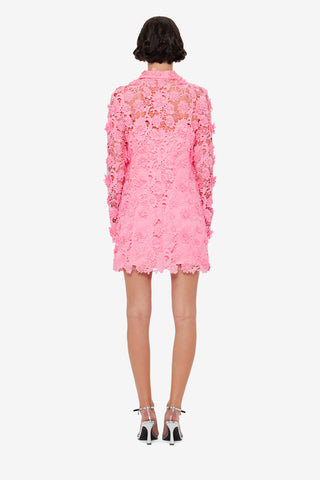 Acacia Lace Shirt Mini Dress - Bubblegum