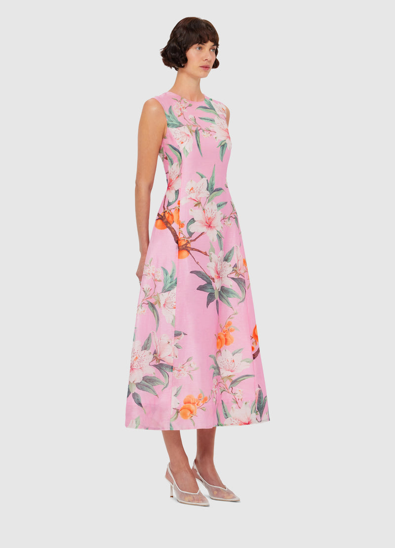 Leo long Dress Trudy Pink Print