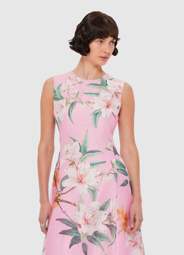 Exclusive LEO LIN Cleo Printed Sleeveless Midi Dress - Lavish Print in Pink
