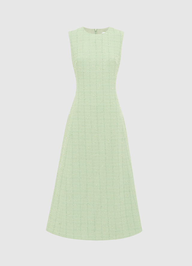Exclusive LEO LIN Cleo Tweed Midi Dress - Caledon Green