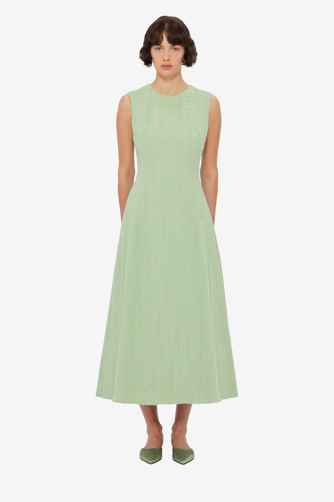 Cleo Tweed Midi Dress - Caledon Green