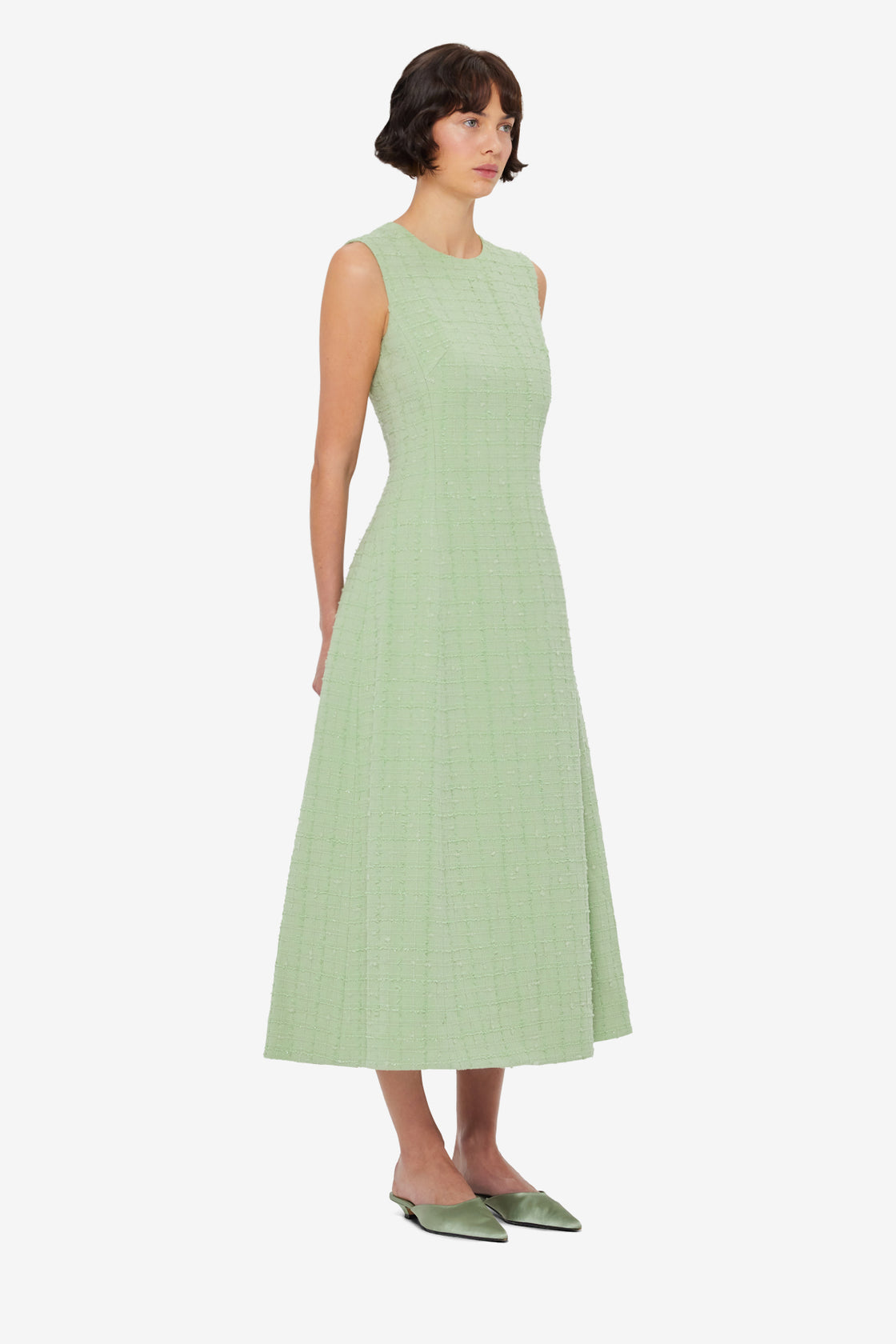 Cleo Tweed Midi Dress - Caledon Green