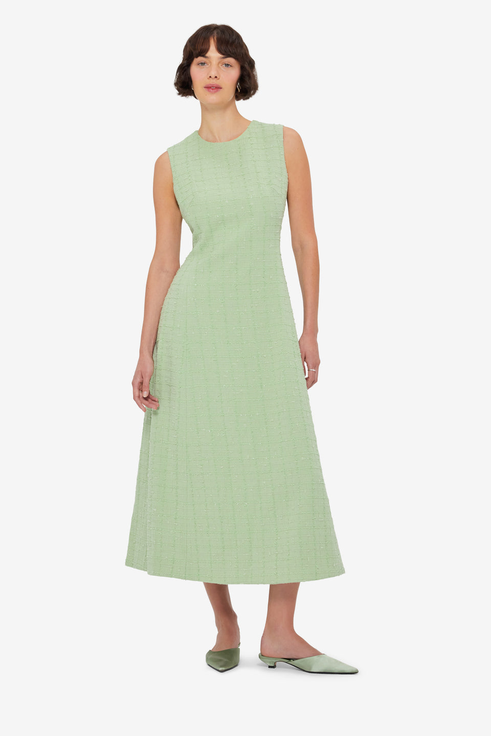 Cleo Tweed Midi Dress - Caledon Green