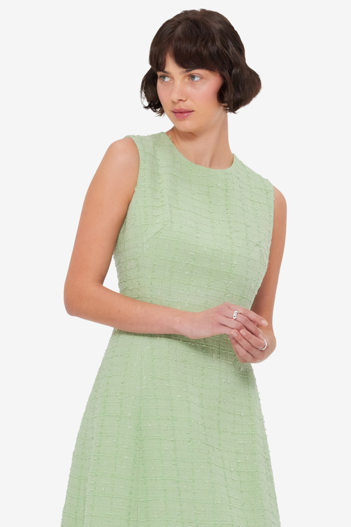 Cleo Tweed Midi Dress - Caledon Green