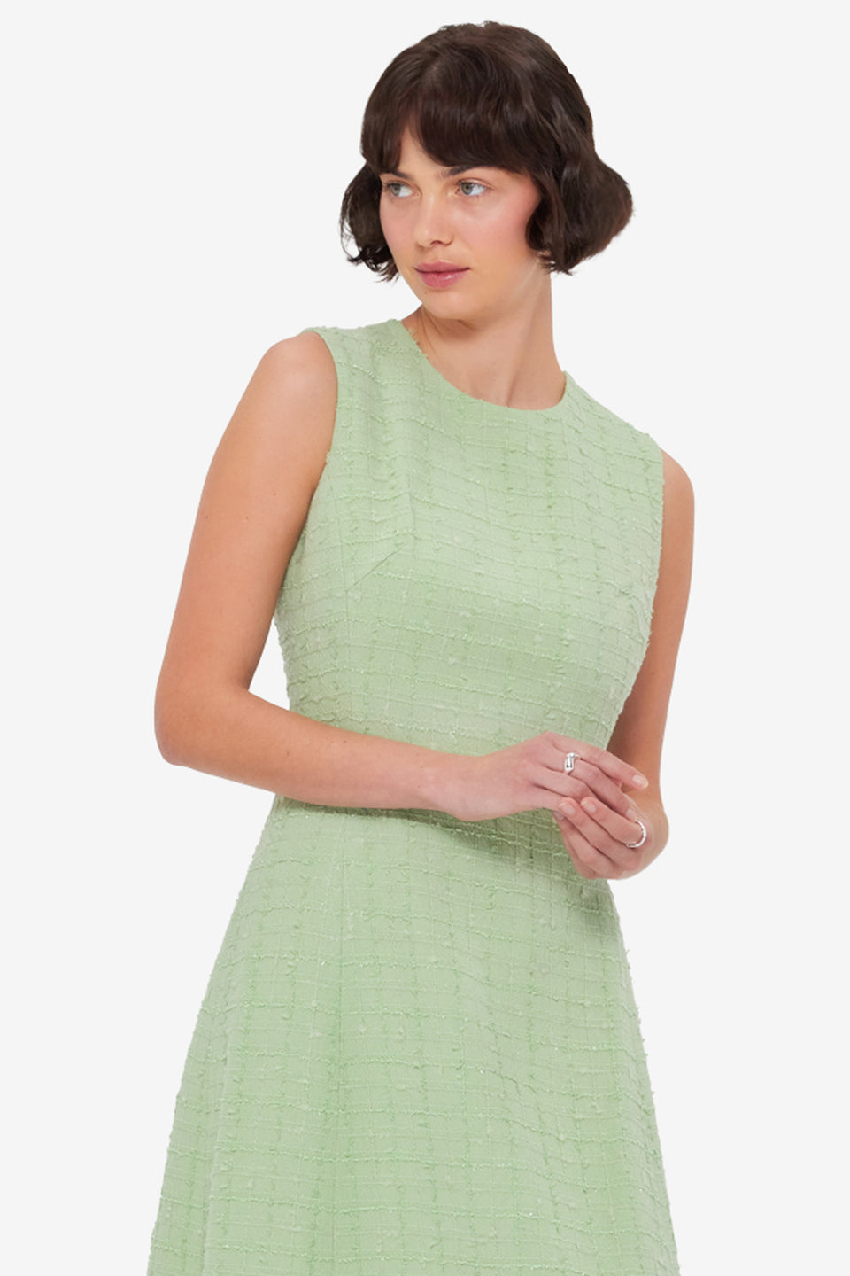 Cleo Tweed Midi Dress - Caledon Green