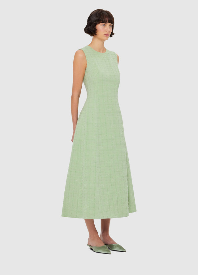Exclusive LEO LIN Cleo Tweed Midi Dress - Caledon Green