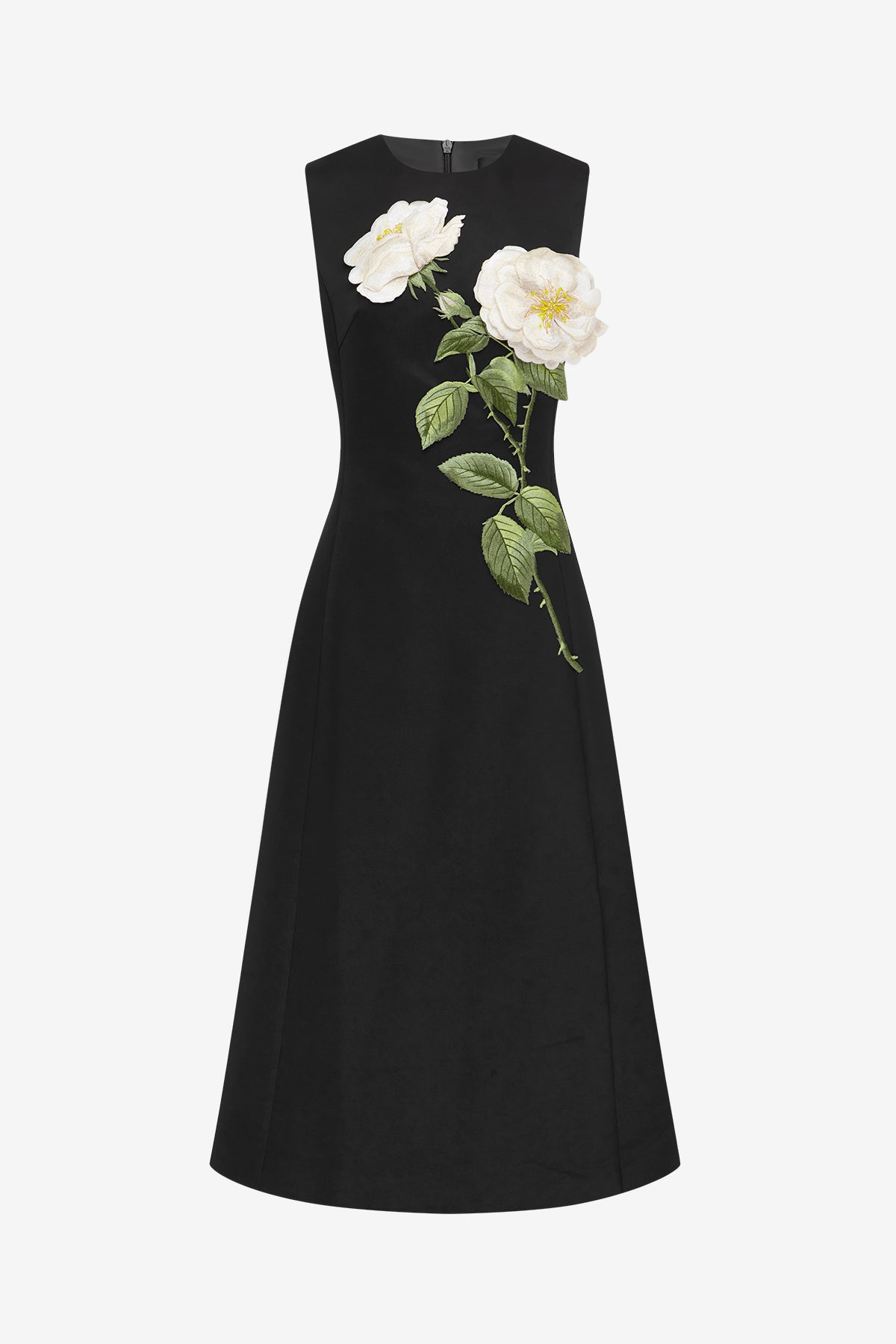 LEO LIN フローラル ミディドレス Cleo Embellished Sleeveless Midi Dress - White Rose Print