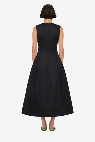 Cleo Embellished Sleeveless Midi Dress - White Rose Print