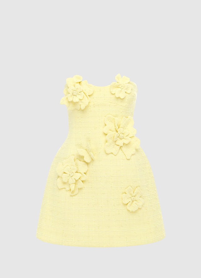 Exclusive LEO LIN Rosario Tweed Petal Bustier Mini Dress - Sorbet Yellow