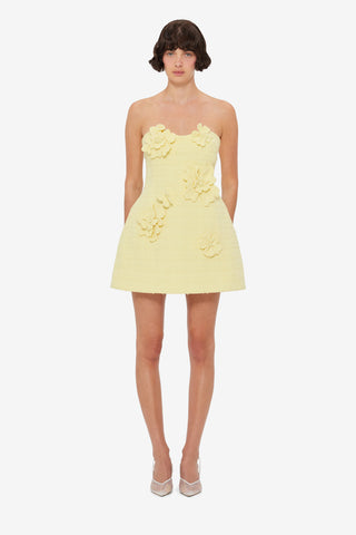 Rosario Tweed Petal Bustier Mini Dress - Sorbet Yellow