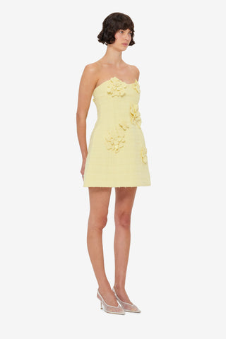 Rosario Tweed Petal Bustier Mini Dress - Sorbet Yellow