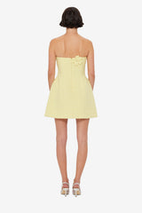 Rosario Tweed Petal Bustier Mini Dress - Sorbet Yellow Dress Mini