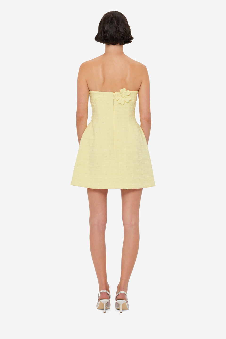 Rosario Tweed Petal Bustier Mini Dress - Sorbet Yellow