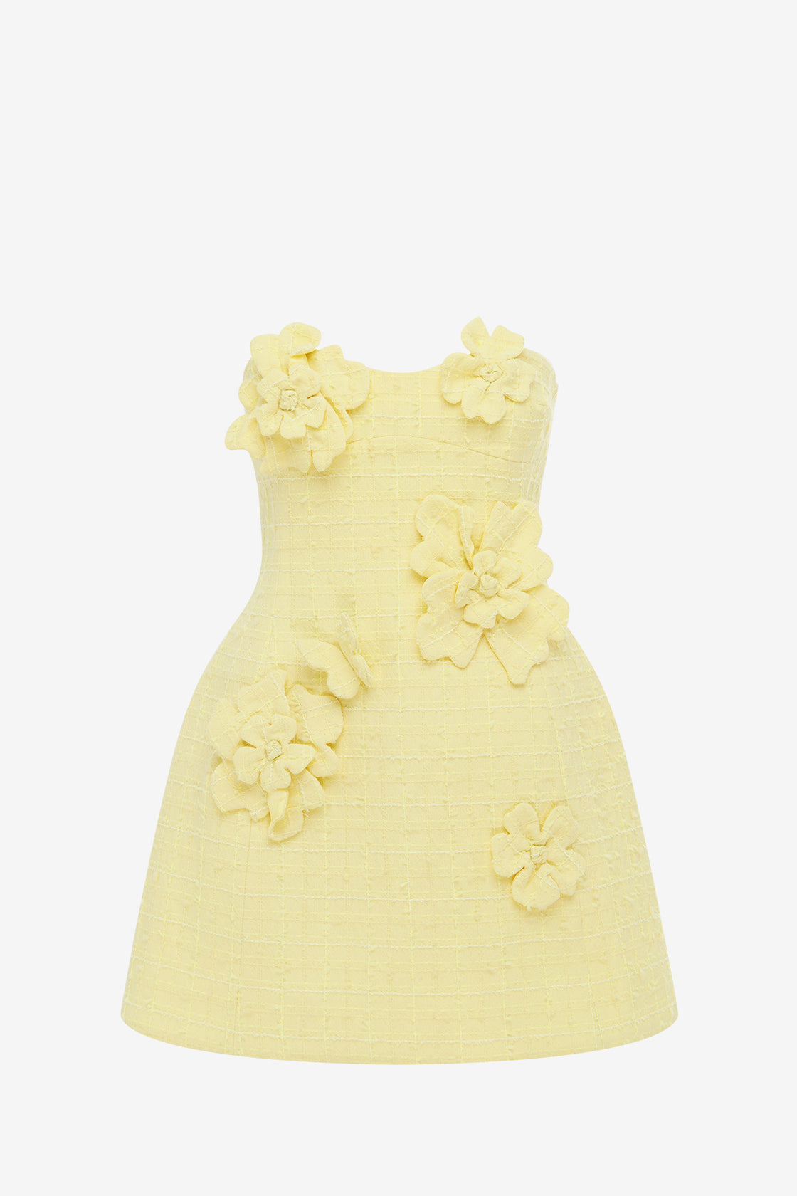 Rosario Tweed Petal Bustier Mini Dress - Sorbet Yellow LEO LIN Rosario Tweed Petal Bustier Mini Dress - Sorbet Yellow LEO LIN