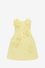 Rosario Tweed Petal Bustier Mini Dress - Sorbet Yellow Dress Mini