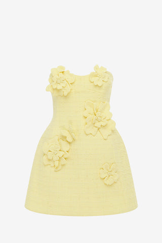 Exclusive LEO LIN Rosario Tweed Petal Bustier Mini Dress - Sorbet Yellow