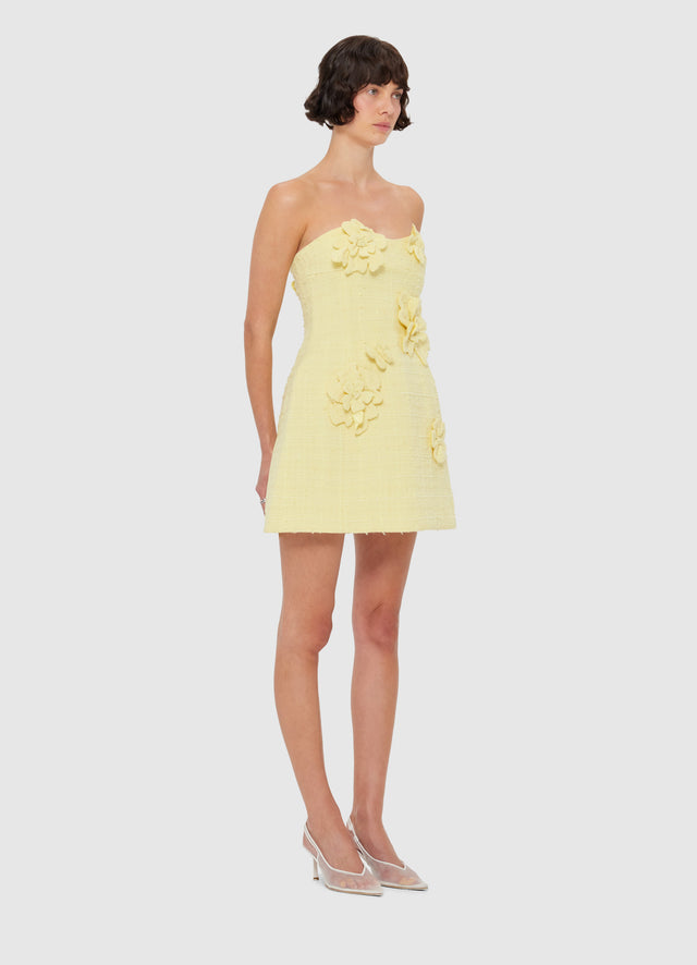 Exclusive LEO LIN Rosario Tweed Petal Bustier Mini Dress - Sorbet Yellow