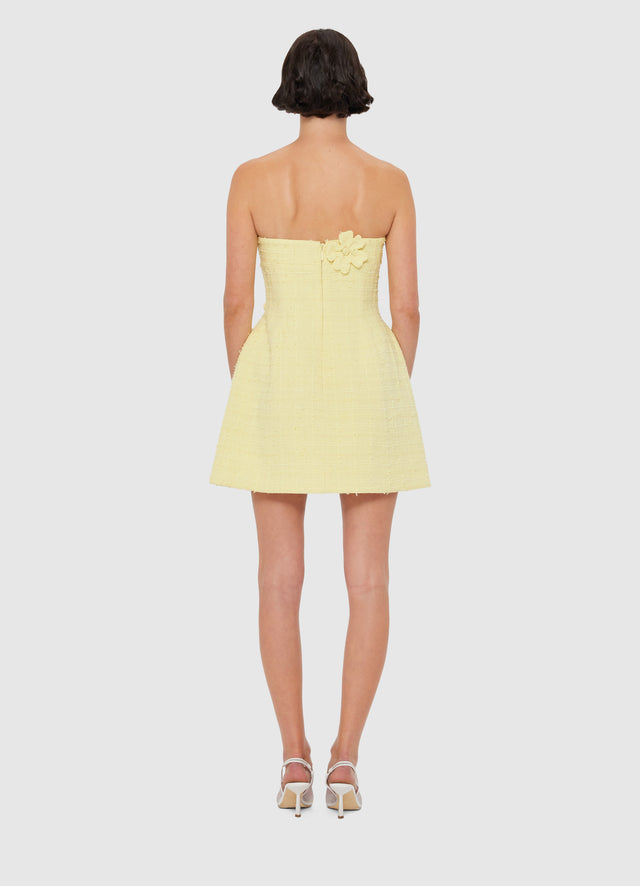 Exclusive LEO LIN Rosario Tweed Petal Bustier Mini Dress - Sorbet Yellow