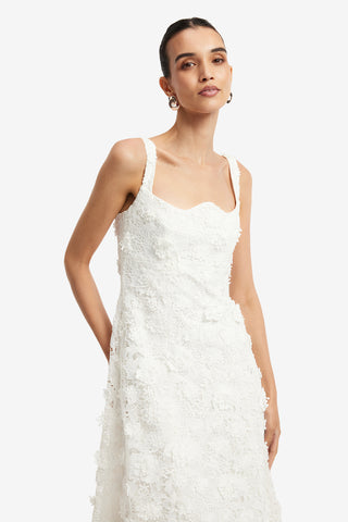 Exclusive LEO LIN Odette Lace Midi Dress - Snow
