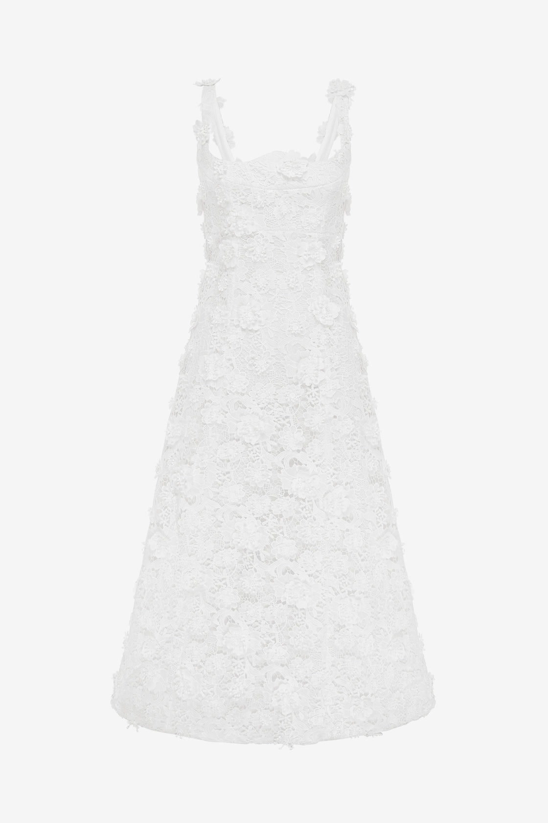 Odette Lace Midi Dress - Snow LEO LIN Odette Lace Midi Dress - Snow LEO LIN