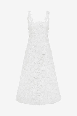 Exclusive LEO LIN Odette Lace Midi Dress - Snow
