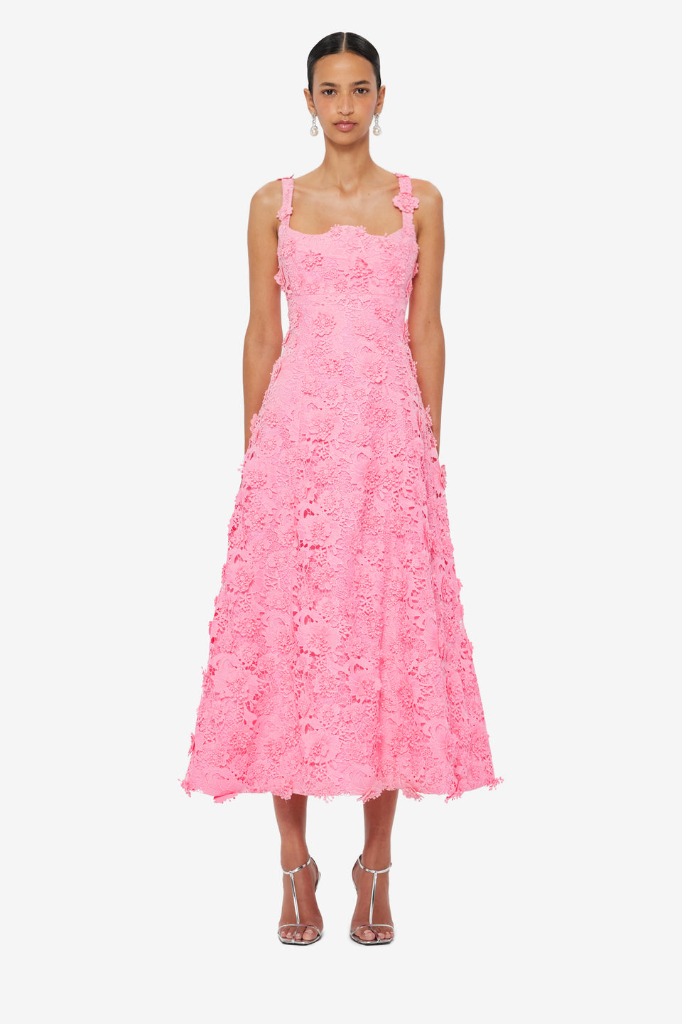 Odette Lace Midi Dress - Bubblegum