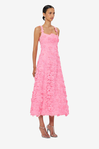 Odette Lace Midi Dress - Bubblegum