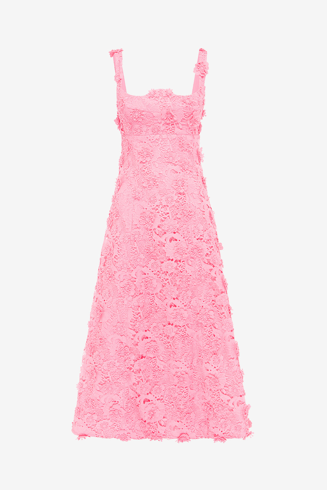 Exclusive LEO LIN Odette Lace Midi Dress - Bubblegum
