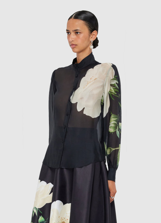 Exclusive LEO LIN Alma Blouse - White Rose Print