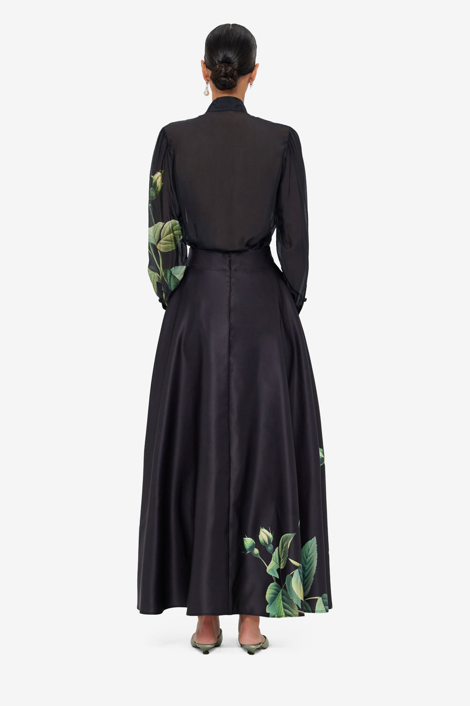 Rosalyn Maxi Skirt - White Rose Print