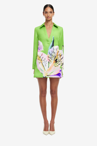 Acacia Shirt Mini Dress - Lily Print in Parakeet