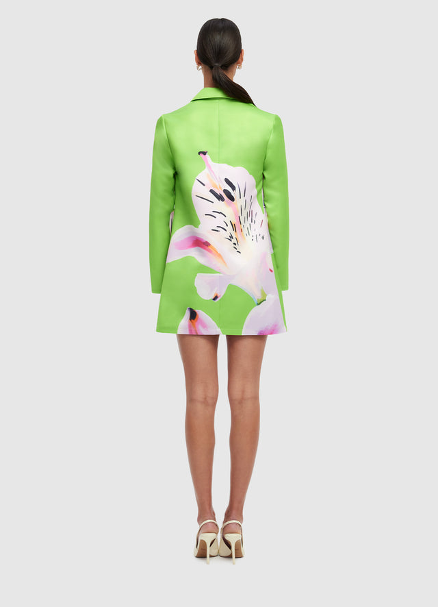Exclusive LEO LIN Acacia Shirt Mini Dress - Lily Print in Parakeet