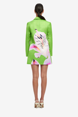 Acacia Shirt Mini Dress - Lily Print in Parakeet