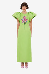 Lucinda Embellished Maxi Dress - Lily Print in Parakeet Dress Maxi